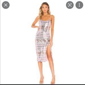 NBD sequin dress in houndstooth print